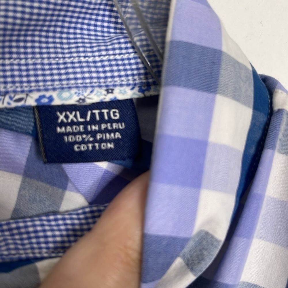 Tommy Bahama 100% Pima Cotton Long Sleeve Blue Plaid Button Up Shirt Size XXL - Picture 5 of 7